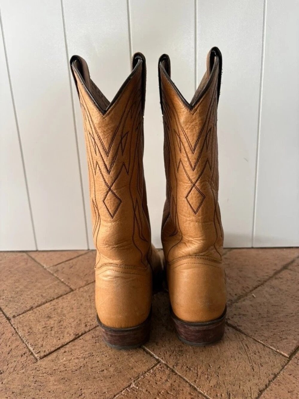 Frye Billy Cowboy Cowgirl Boots Light Tan Honey 8 - Picture 4 of 9